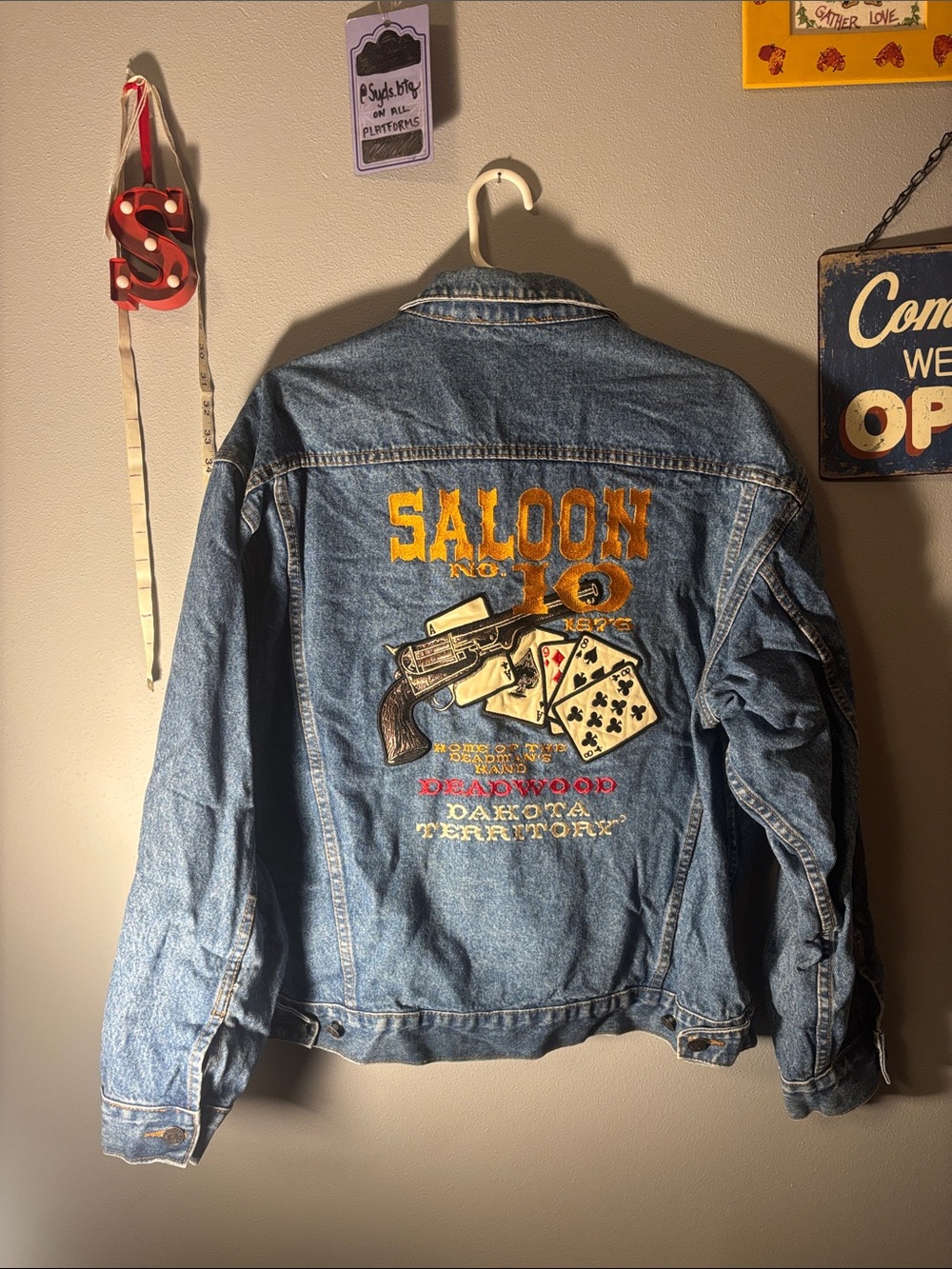 vintage Butterfield stage embroidered jean Jacket / unisex - Picture 8 of 8